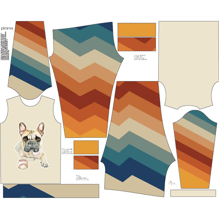 CHILDREN'S PAJAMAS " MIKI"  - PENGUIN ON  BEAR / winter sky (ENCHANTED WINTER) - Elastic cotton knit fabric (146/152)