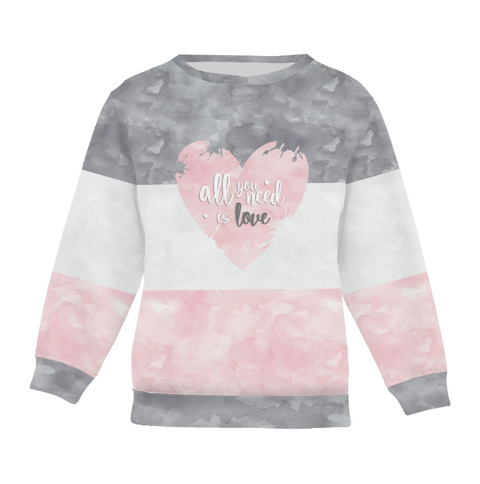 Children's tracksuit (MILAN) - ALL YOU NEED IS LOVE / STRIPES - looped knit fabric (146/152)