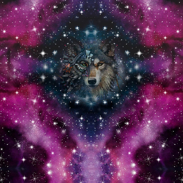 WOLF / AQUARELL GALAXIE MS. 8 - Paneel (60cm x 50cm) SINGLE JERSEY ITY
