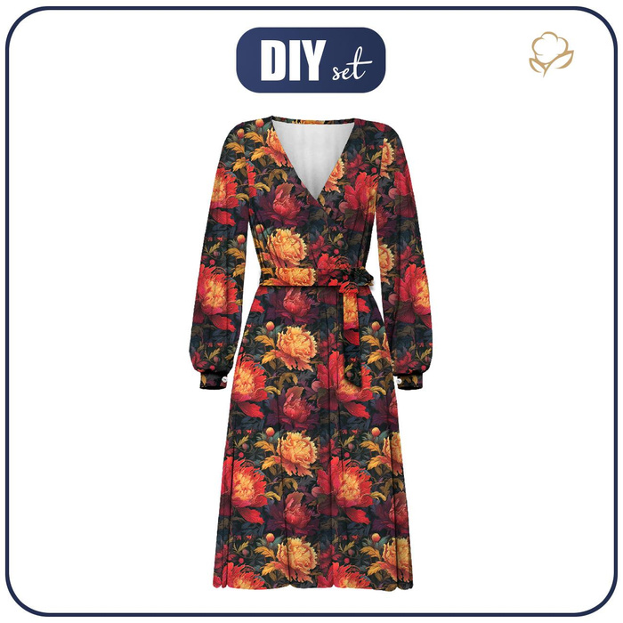 Zavinovací šaty (BIANCA) - VINTAGE CHINESE FLOWERS VZ. 3 - Sada šití L