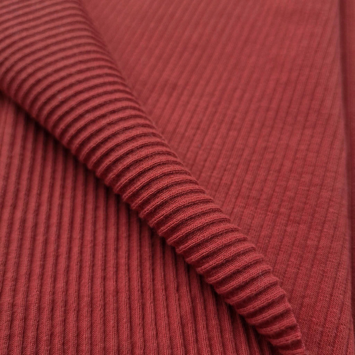 Zestaw DIY – T-shirt dziecięcy z bawełnianej dzianiny RIB JERSEY - POTTERS CLAY / ceglany