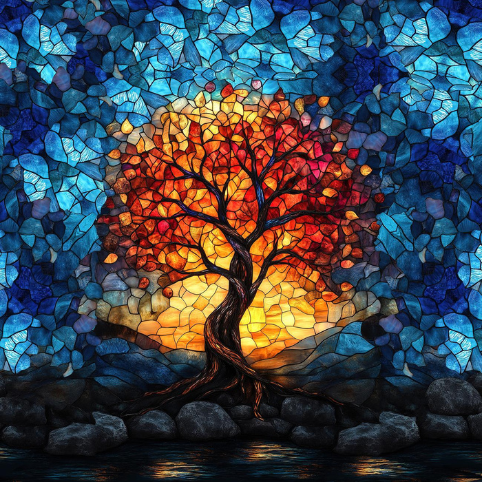 STAINED GLASS WZ.6 - Paneel (60cm x 50cm)- Single Jersey mit Elastan ITY