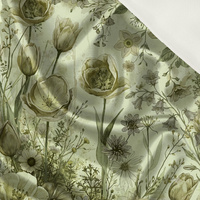 PASTEL FLOWERS WZ. 30 / lime cream - Satin