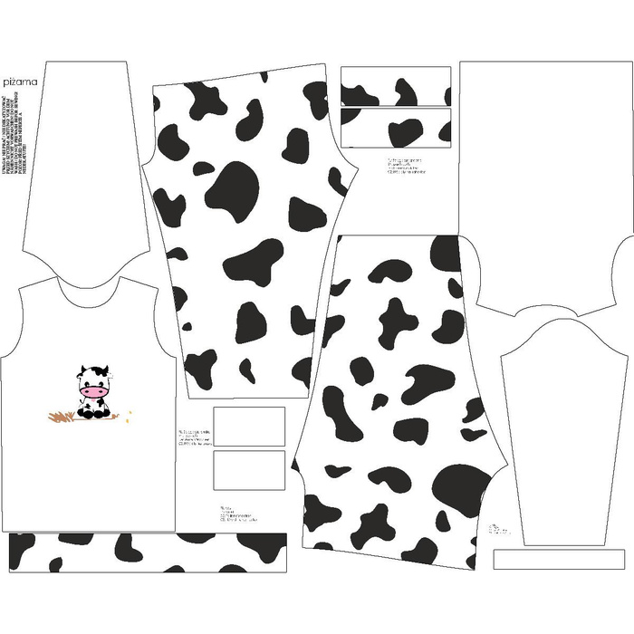 CHILDREN'S PAJAMAS " MIKI" - COW - Elastic cotton knit fabric (86/92)