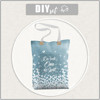 SHOPPER TASCHE - DIE BESTE OMA DER WELT / Schmetterlinge - Wasserabweisende Webware - Nähset