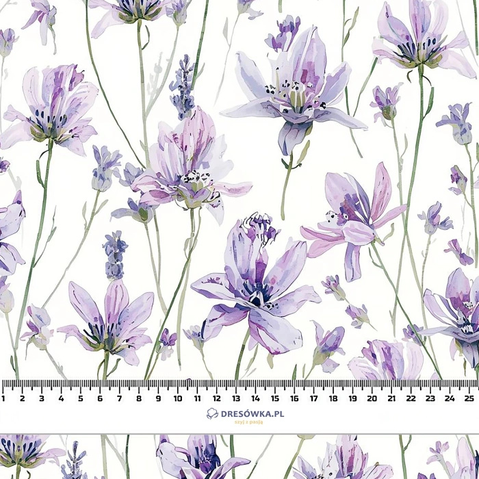 PASTEL FLOWERS WZ. 33 - teplákovina s elastanem 