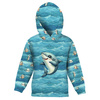 KID'S HOODIE (ALEX) - SHARK (SEA ANIMALS pat. 1) - looped knit fabric (98/104)