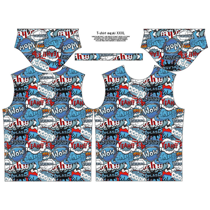 MEN’S T-SHIRT - COMICS (blue - red) - single jersey L