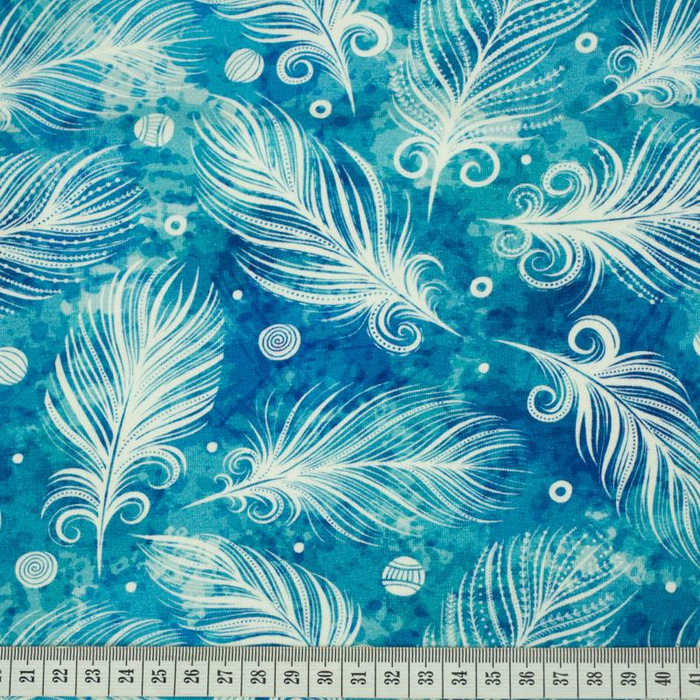 WEIß FEDERN / blau - Viskose-Jersey