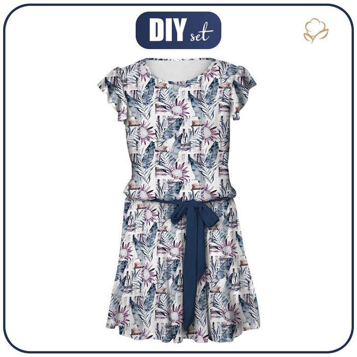 DRESS "EMMA" - WATERCOLOR LEAVES 2.0 - Viscose jersey with elastane XL