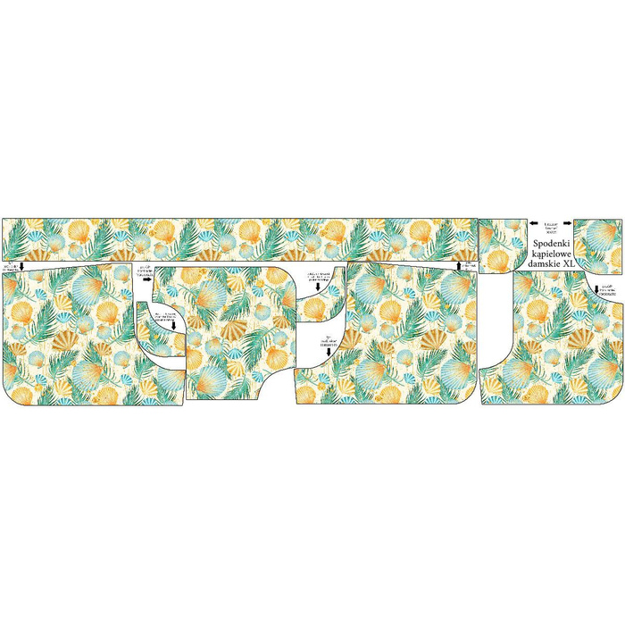 Women’s boardshorts - SHELLS AND PALM TREES XL