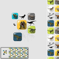 DINO TILES PAT. 5 / yellow - SINGLE JERSEY PANORAMIC PANEL