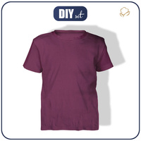DIY sada – Dětské tričko z bavlněného úpletu RIB JERSEY - BURGUNDY (104/110)