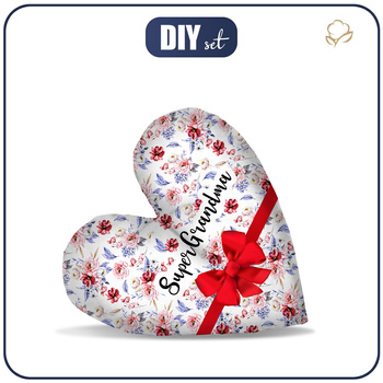 DECORATIVE PILLOW HEART - Super Grandma / WATERCOLOR BOUQUET