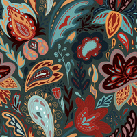 BUNT PAISLEY- Polster- Velours