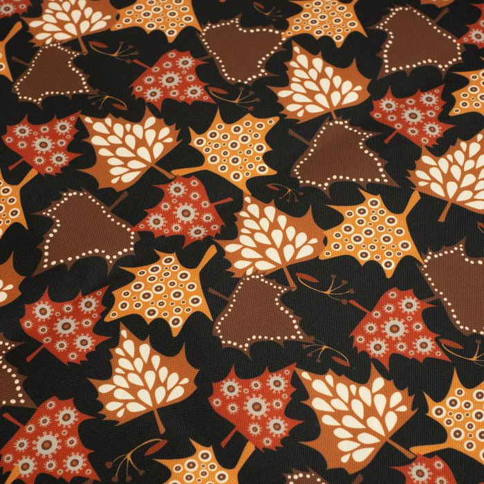 MAPLE LEAVES / black - Waterproof woven fabric