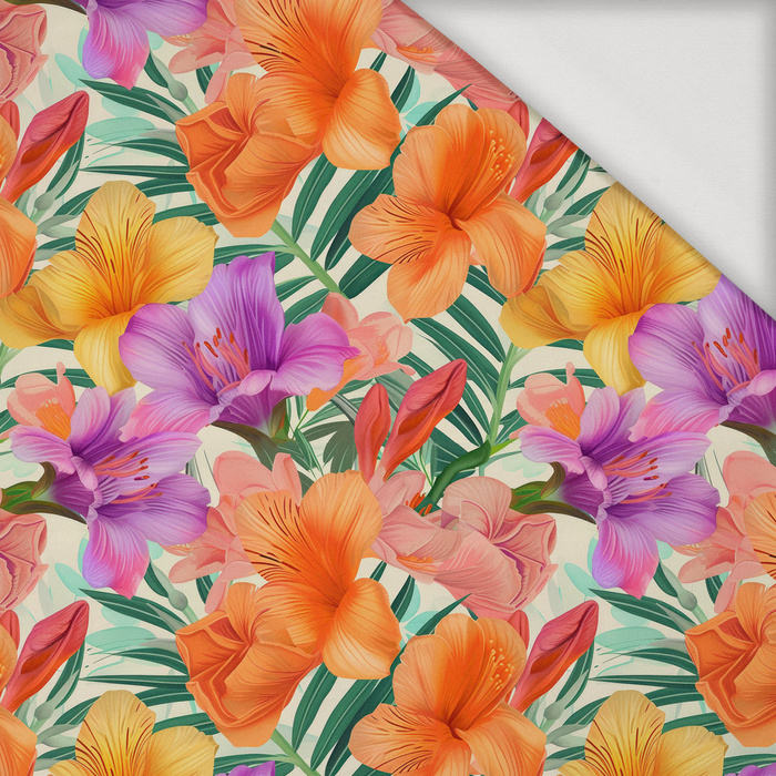 FLOWERS PAPAYA ORANGE WZ. 11 - Viskose Jersey