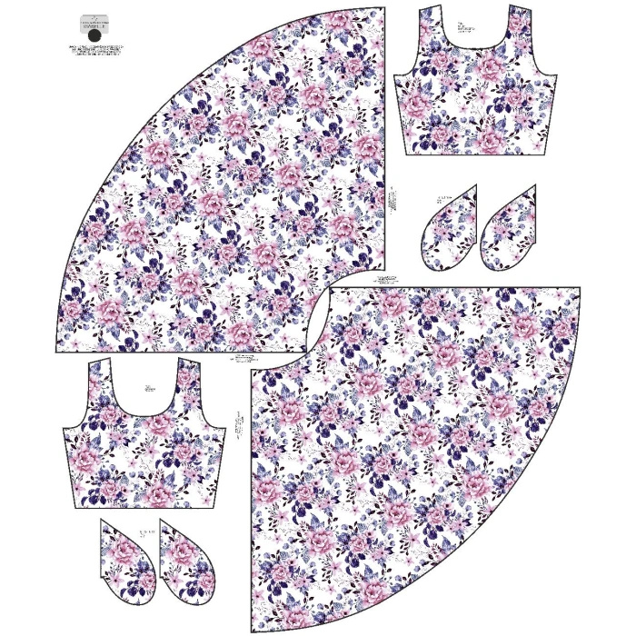 DRESS "ISABELLE" - WILD ROSE FLOWERS PAT. 1 (BLOOMING MEADOW) (Very Peri) - sewing set M