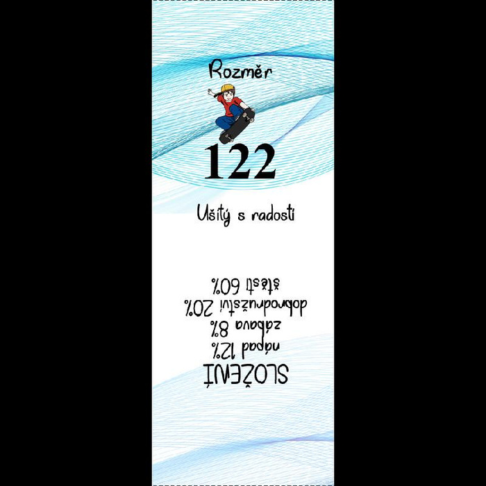 Štítek chlapecký "SKATER" CZ - rozměr 128 - Sada 9 ks