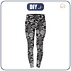 WOMEN'S THERMO LEGGINGS (GRETA) - BLACK ROSES Pat. 2 - sewing set