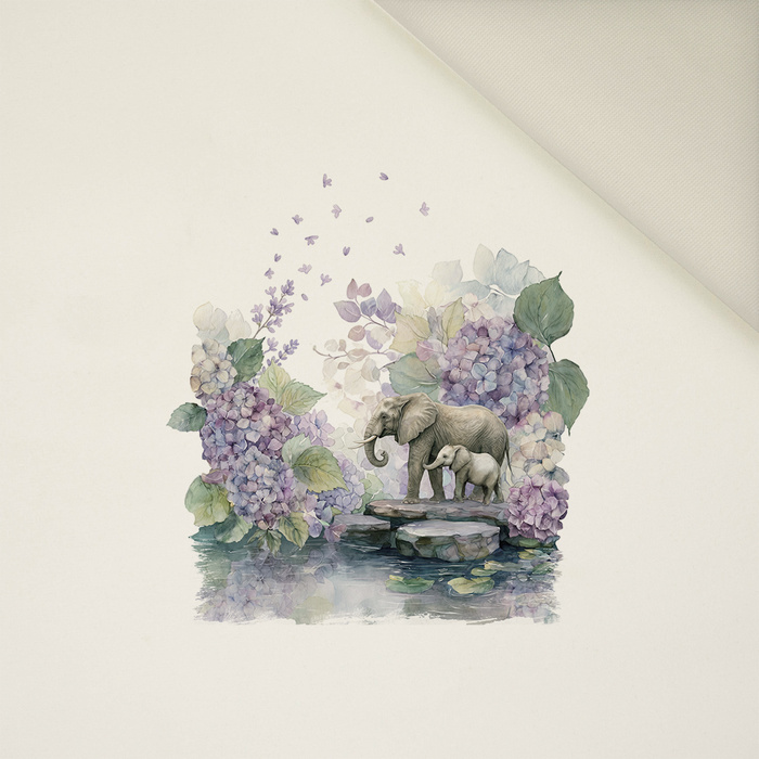 ELEPHANT FAMILY - panel (60cm x 50cm) Upholstery velour