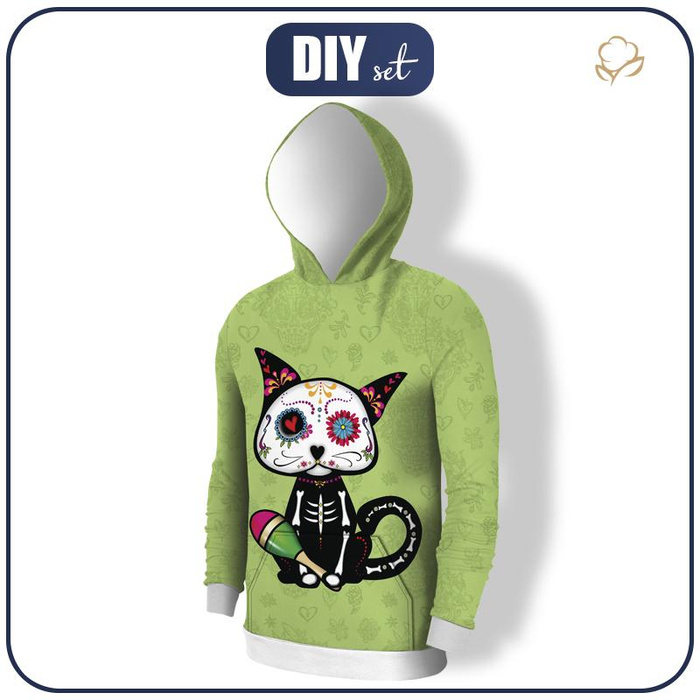 MĘSKA BLUZA Z KAPTUREM (COLORADO) - KOT FIGARO (DIA DE LOS MUERTOS) - zestaw do uszycia XL