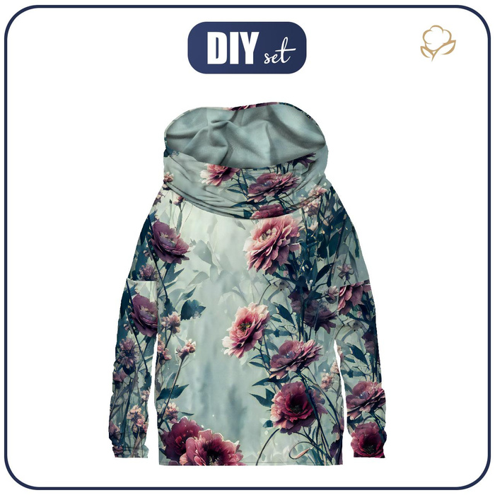 BLUZA DAMSKA (FURIA) NIETOPERZ Z KOMINEM - VINTAGE FLOWERS wz. 2 - zestaw do uszycia - M