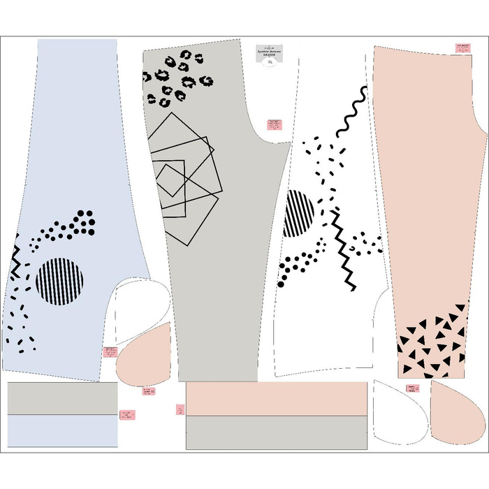 JOGGERY DAMSKIE (NOEMI) - COLOR BLOCK wz. 3 - zestaw do uszycia XL
