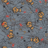 HALLOWEEN WEB SKULL - Cotton woven fabric