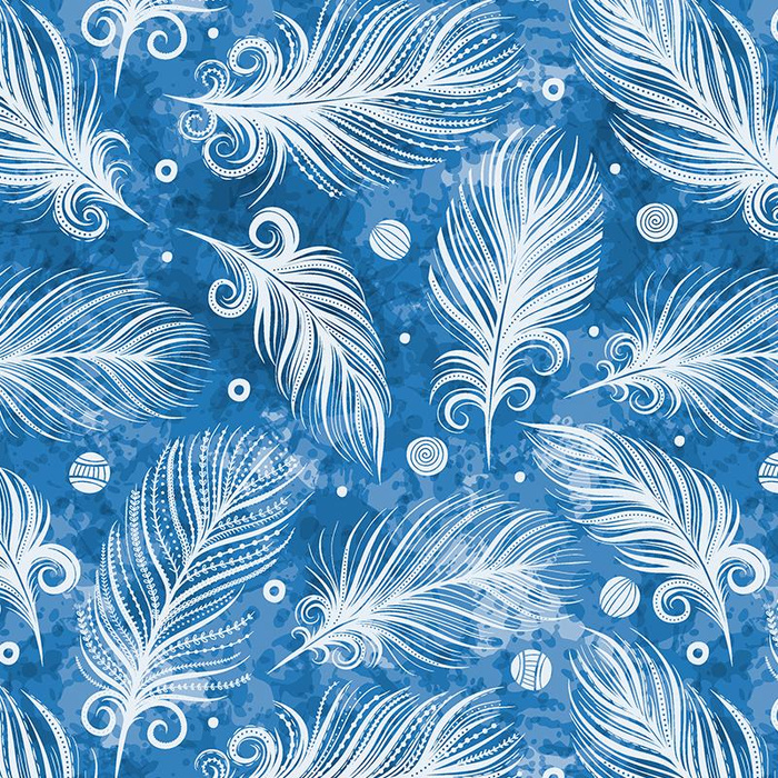 BIAŁE PIÓRKA (CLASSIC BLUE) - tkanina bawełniana