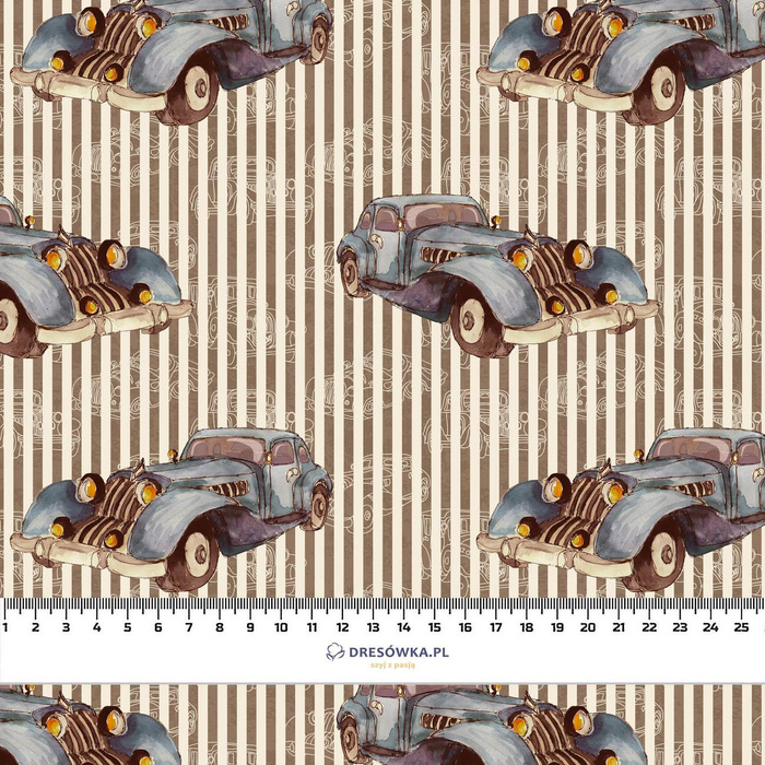 OLD CARS / STRIPES pat. 4 - Waterproof woven fabric