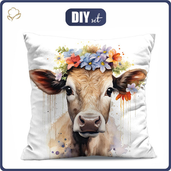 PODUSZKA 45X45 - WATERCOLOR COW - zestaw do uszycia