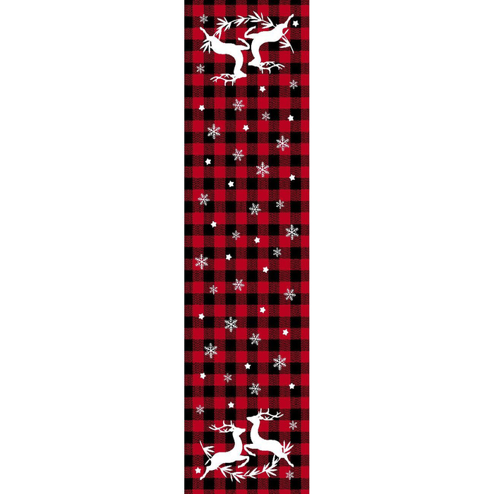 TABLE RUNNER PANEL -VICHY GRID BLACK / red - Woven Fabric for tablecloths 