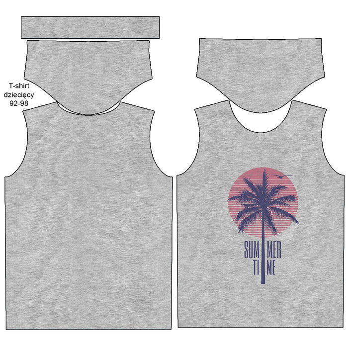 KID’S T-SHIRT - SUMMER TIME / melange light grey - single jersey (140/146)