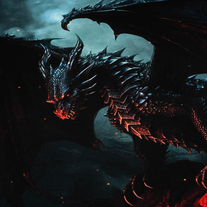 GOTHIC DRAGON - Paneel (75cm x 80cm) Wintersweat angeraut mit Elastan ITY