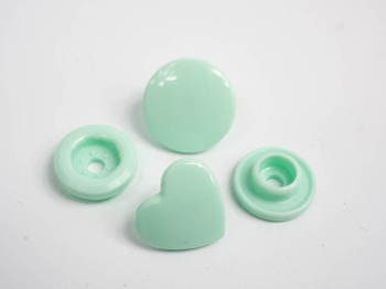 Druckknöpfe KAM Herzen 12 mm minze - 10 Sets