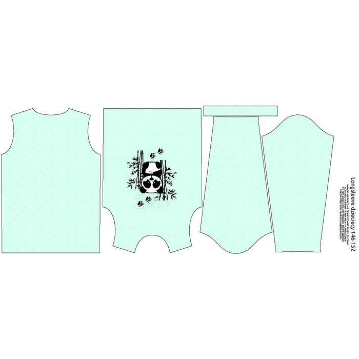 LONGSLEEVE -  PANDA (groszki) / Miętowy - single jersey (86/92) 