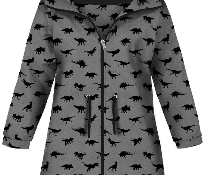 KIDS PARKA (ARIEL) - DINO BLACK  / öko melange - softshell (122/128)