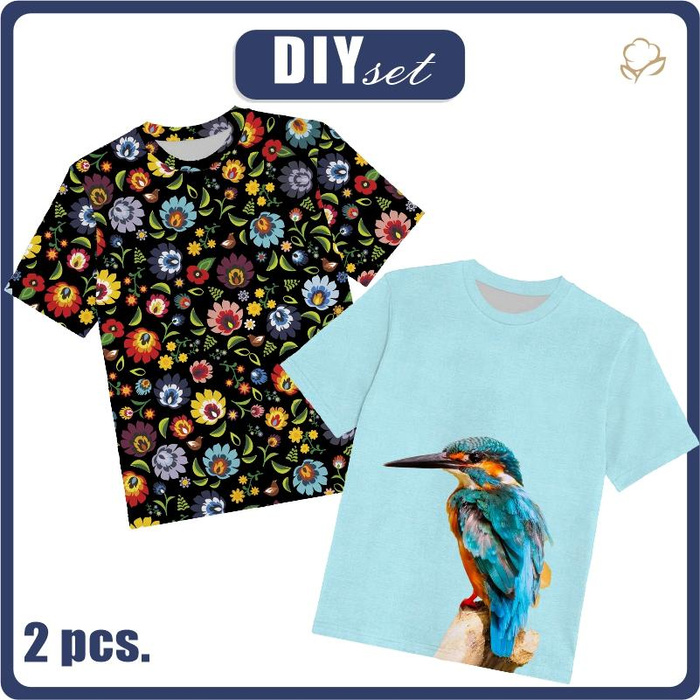 2-PACK - KINDER T-SHIRT - FOLKLORE UND EISVOGEL - Nähset (128/134)