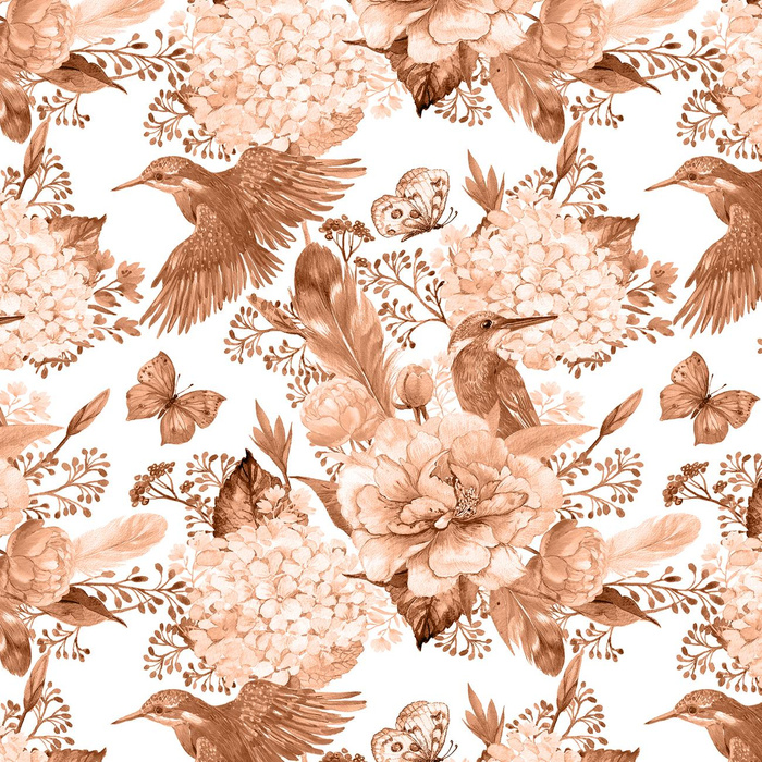 KINGFISHERS AND LILACS (KINGFISHERS IN THE MEADOW) / peach fuzz - Panama 220g