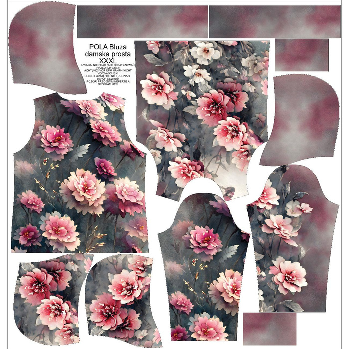 CLASSIC WOMEN’S HOODIE (POLA) - VINTAGE FLOWERS PAT. 3 - sewing set XXXL