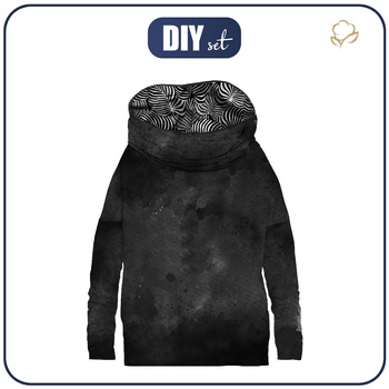 SNOOD SWEATSHIRT (FURIA) - BLACK SPECKS /  ZEBRA LEAVES - sewing set