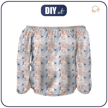 Bardot halenka s výstřihem (SOFIA) - RETRO FLOWERS vz. 4 - Sada šití