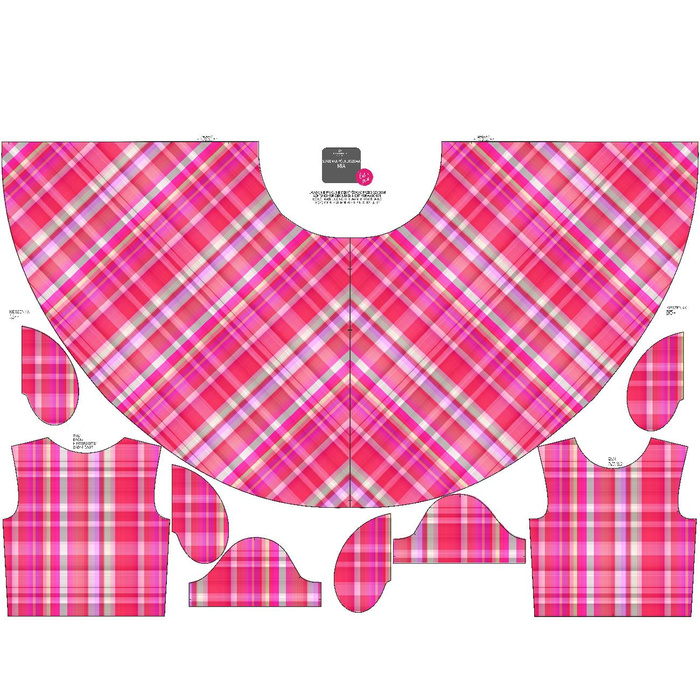 KID'S DRESS "MIA" - PINK CHECK PAT. 3 - sewing set (110/116)