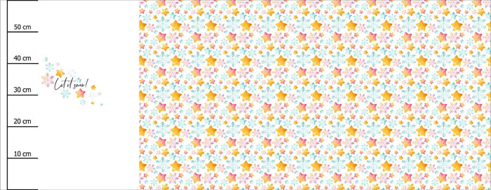 LET IT SNOW / stars and snowflakes (CHRISTMAS PENGUINS) - SINGLE JERSEY PANORAMIC PANEL 