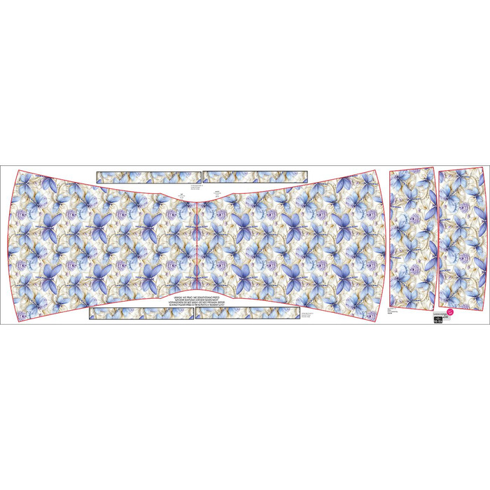 Bardot neckline dress (LILI) - Butterfly & Flowers wz.15 - sewing set - 146-152