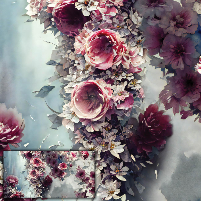 VINTAGE FLOWERS Pat. 5 - PANEL (80cm x 155cm) SINGLE JERSEY