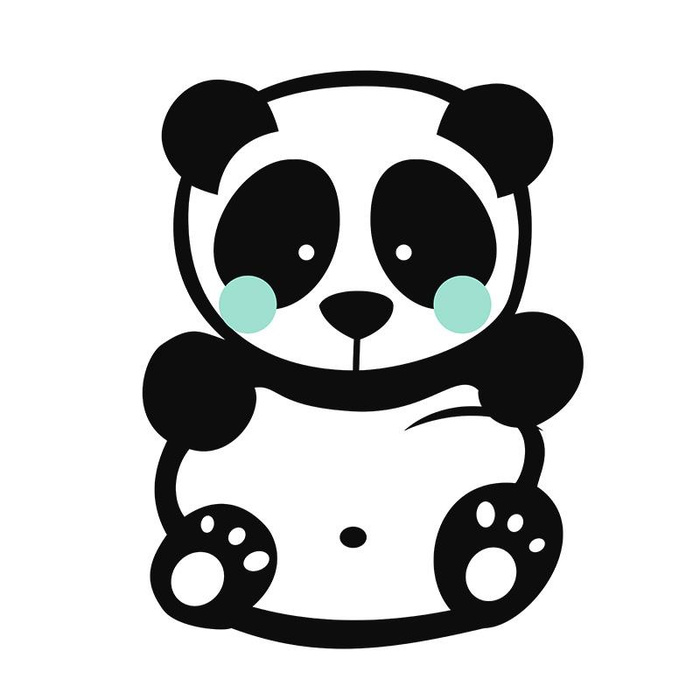 PANDA / MÁTA ROZMĚR "M" 50x60 cm - bílá (přední část) - panel bavlněná tkanina
