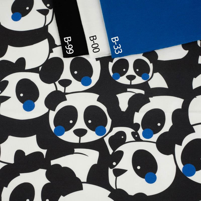 PANDAS / classic blue - Baumwoll Webware