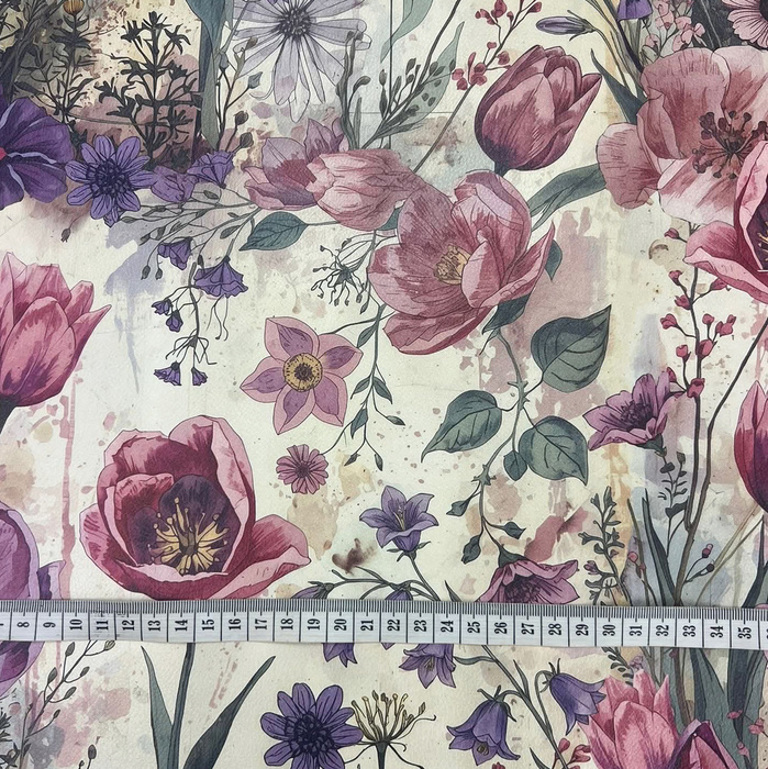 PASTEL FLOWERS WZ. 30 - thick pressed leatherette